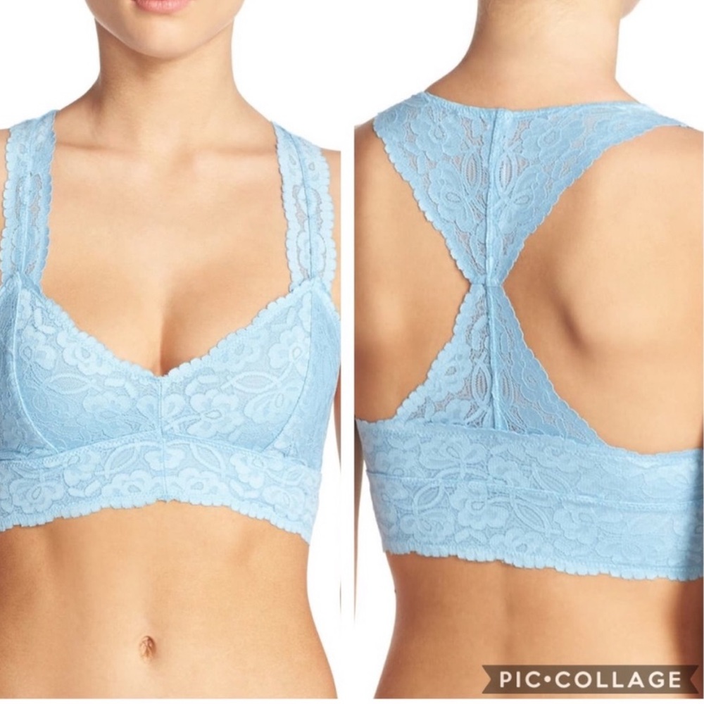 Free People Lace Racerback Bralette in Light Blue